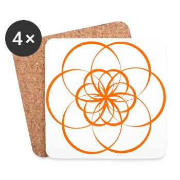 Fleur de vie orange - Chakra sacré - Dessous de verre (lot de 4) - blanc - Devant
