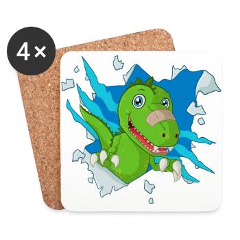 dinosaures doux - Dessous de verre (lot de 4) - blanc - Devant