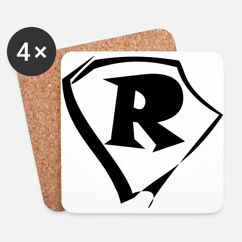 Emblem Buchstabe R Logo - Untersetzer (4er-Set) - Weiß