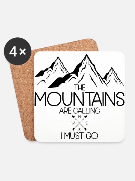 The mountains are caliing i must go - hiking - Coasters (set of 4) - white