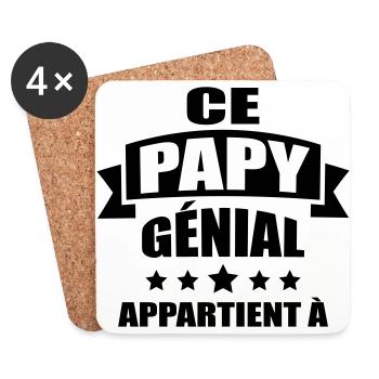 ce papy génial appartient à ( prénom ) - Dessous de verre (lot de 4) - blanc - Devant