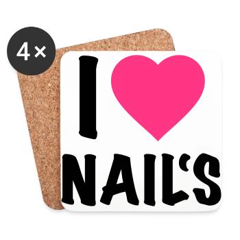 I love Nails - Nail Artist - Nageldesign - Nails - Untersetzer (4er-Set) - Weiß - Vorne