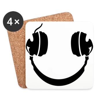 Smiley Headphone - Untersetzer (4er-Set) - Weiß - Vorne