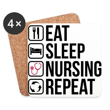 Eat Sleep Nursing Repeat - Untersetzer (4er-Set) - Weiß - Vorne