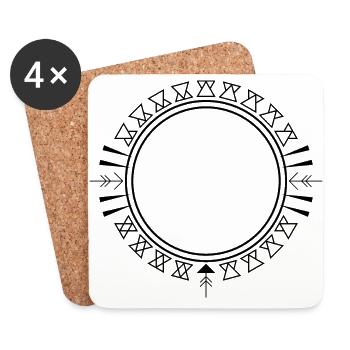 Aztèques triangle ornement - Dessous de verre (lot de 4) - blanc - Devant