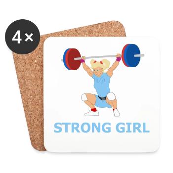 Strong girl - illustration - gift idea - Coasters (set of 4) - white - Front