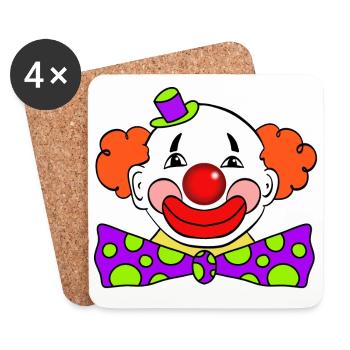 clown - Dessous de verre (lot de 4) - blanc - Devant