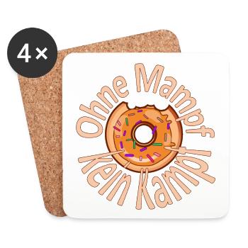 Ohne Mampf kein Kampf - Untersetzer (4er-Set) - Weiß - Vorne