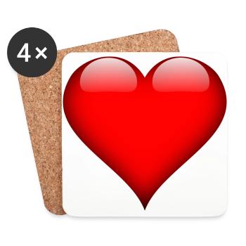 Herz rot Liebe cool Geschenk - Untersetzer (4er-Set) - Weiß - Vorne