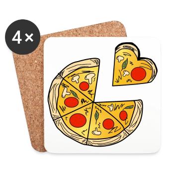 Pizza heart love food Italy gift - Coasters (set of 4) - white - Front