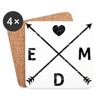 EDM HIPSTER ARROWS HEART GRUNGE Music Gift - Coasters (set of 4) - white - Front