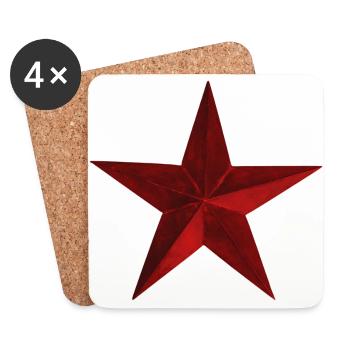 Étoile rouge sombre usée vieux - Idée cadeau - Dessous de verre (lot de 4) - blanc - Devant