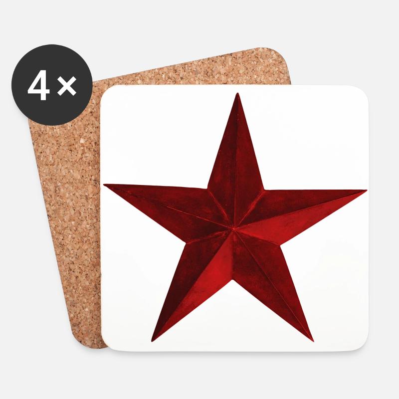Roter Stern dunkel abgenutzt alt - Geschenkidee - Untersetzer (4er-Set) - Weiß