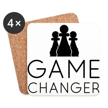 GAME CHANGER - Schach T-Shirt - Geschenkidee - Untersetzer (4er-Set) - Weiß - Vorne