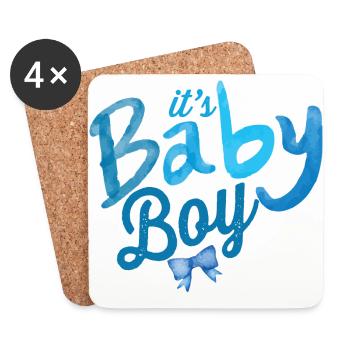 idée de cadeau naissance bébé enfant né naissance - Dessous de verre (lot de 4) - blanc - Devant