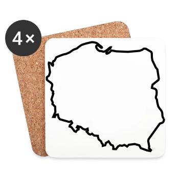 polska Pologne Pologne Contour du pays - Dessous de verre (lot de 4) - blanc - Devant