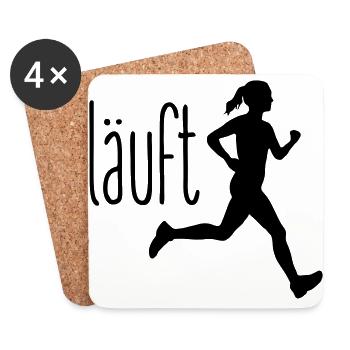 Jogging Frau läuft - Untersetzer (4er-Set) - Weiß - Vorne