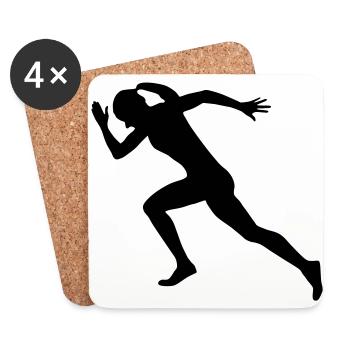 sprinter, runner, running - Coasters (set of 4) - white - Front