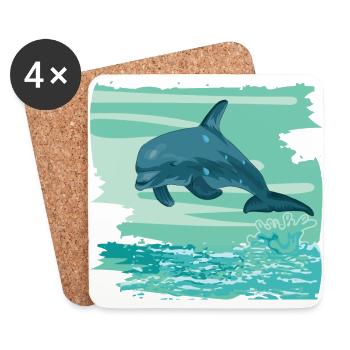 Delfin Tümmler Meeressäuger springt aus dem Meer - Untersetzer (4er-Set) - Weiß - Vorne