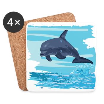 Tümmler Delfin springt aus Meer Wasser Geschenk - Untersetzer (4er-Set) - Weiß - Vorne
