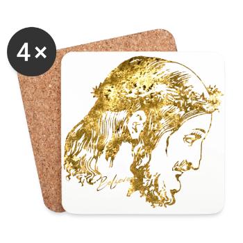 Jésus foi d'or - Dessous de verre (lot de 4) - blanc - Devant