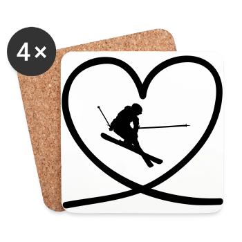 I love Ski - Untersetzer (4er-Set) - Weiß - Vorne