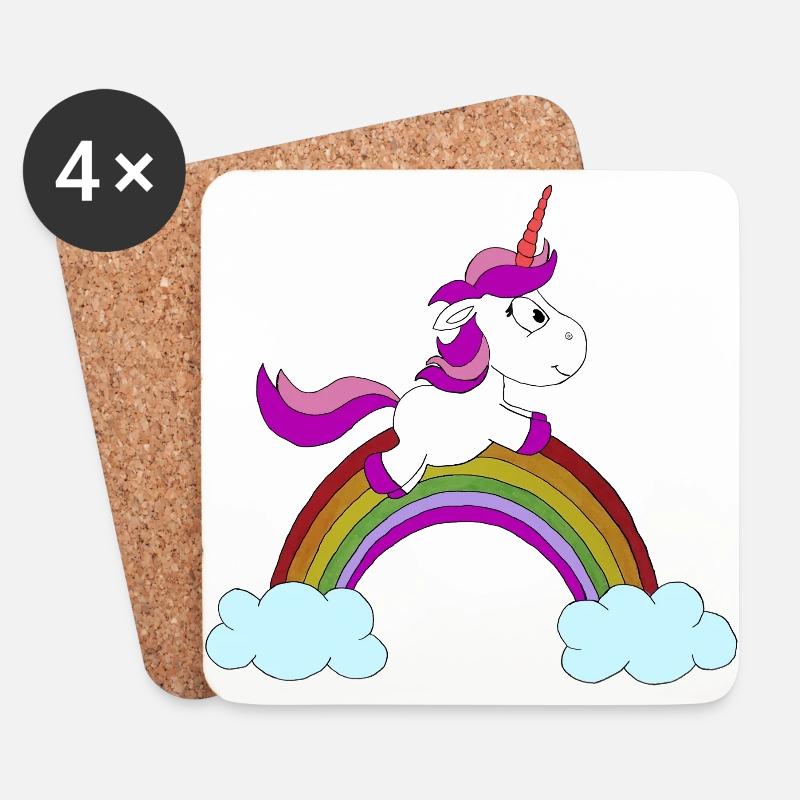 Einhorn Regenbogen Wolke Unicorn - Untersetzer (4er-Set) - Weiß