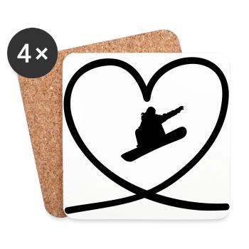 I love snowboarding - Coasters (set of 4) - white - Front