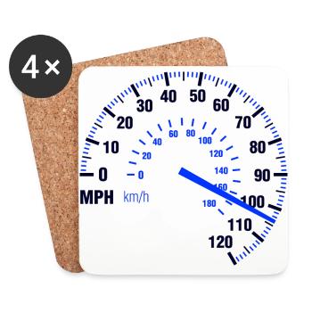 Speed - MPH - Racing - Tachometer - Untersetzer (4er-Set) - Weiß - Vorne