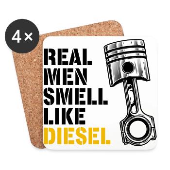Real Men Smell Like Diesel | Autoliebhaber - Untersetzer (4er-Set) - Weiß - Vorne