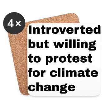 introvertiert, aber bereit, für das Klima zu protestieren - Untersetzer (4er-Set) - Weiß - Vorne