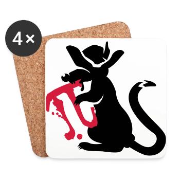 pi-rat / Pi-Ratte (e, 2c) - Untersetzer (4er-Set) - Weiß - Vorne
