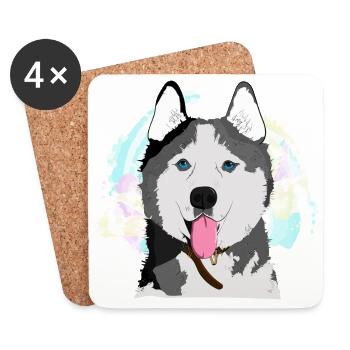 Husky Vektor (1) - Untersetzer (4er-Set) - Weiß - Vorne
