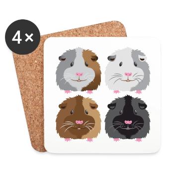 quatre cochons d'Inde! - Dessous de verre (lot de 4) - blanc - Devant