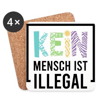 Kein Mensch ist illegal - Untersetzer (4er-Set) - Weiß - Vorne