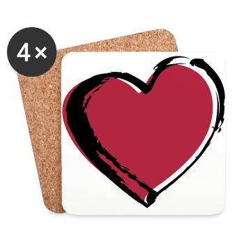 Graffiti Herz; Heart - Untersetzer (4er-Set) - Weiß - Vorne