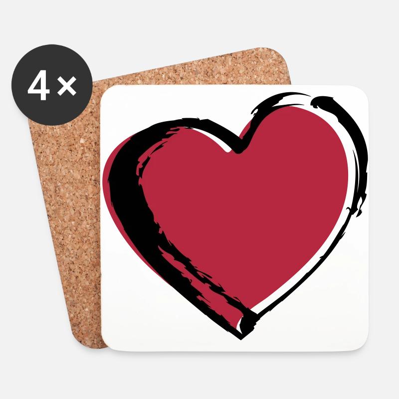 Graffiti Herz; Heart - Coasters (set of 4) - white