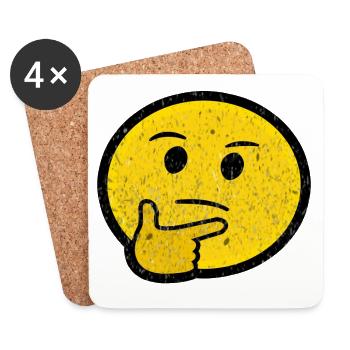 thoughtful emoji - Coasters (set of 4) - white - Front