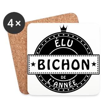 elu bichon - Dessous de verre (lot de 4) - blanc - Devant