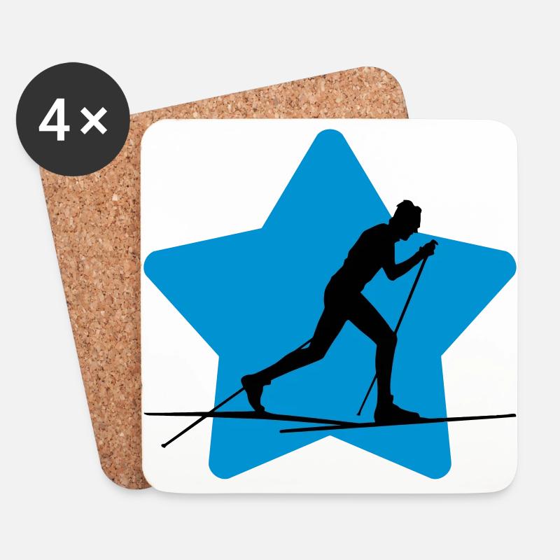 Langlaufen / Langlauf / eislaufen / Langläufer - Untersetzer (4er-Set) - Weiß