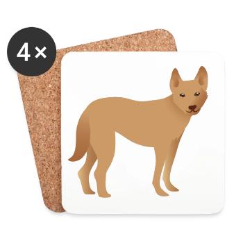 Chien Dingo simple à l'air heureux - Dessous de verre (lot de 4) - blanc - Devant