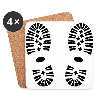 Footprints, hiking (super cheap) - Coasters (set of 4) - white - Front