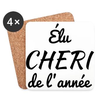Chéri Love Chérie Amour Femme Mari Valentin - Coasters (set of 4) - white - Front