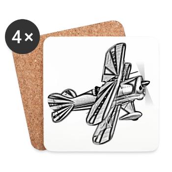 Avion - Dessous de verre (lot de 4) - blanc - Devant