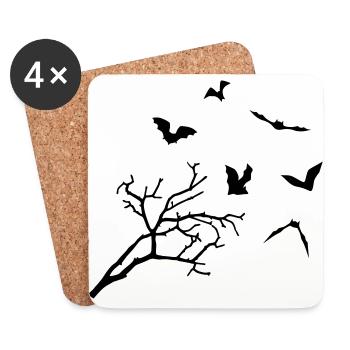 Bats & Tree, Bat Horror - Dessous de verre (lot de 4) - blanc - Devant
