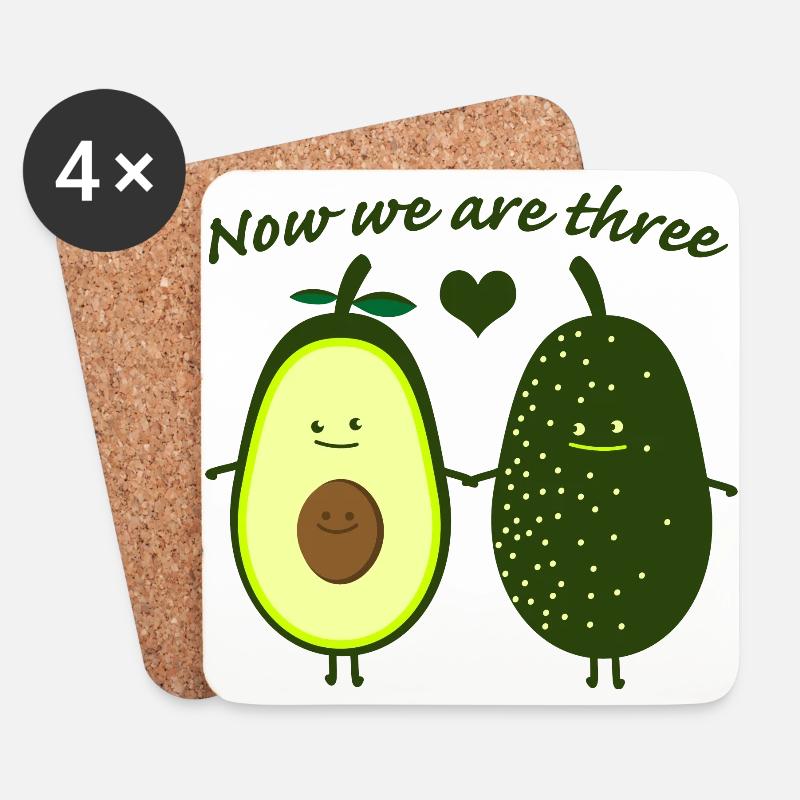 Avocado Mann mit schwangerer Avocado Frau - Untersetzer (4er-Set) - Weiß
