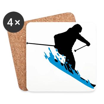 Skifahrer, skifahren - Untersetzer (4er-Set) - Weiß - Vorne