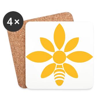 abeille fleur - Dessous de verre (lot de 4) - blanc - Devant