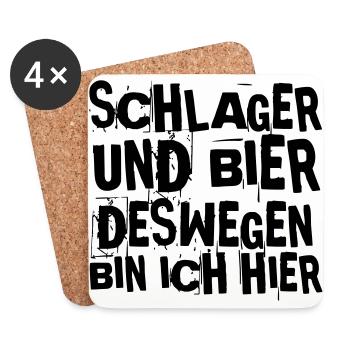 SCHLAGER UND BIER DESWEGEN BIN ICH HIER - Untersetzer (4er-Set) - Weiß - Vorne