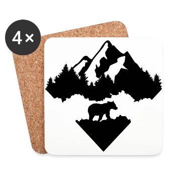 Bär, Wald und Berg - Untersetzer (4er-Set) - Weiß - Vorne